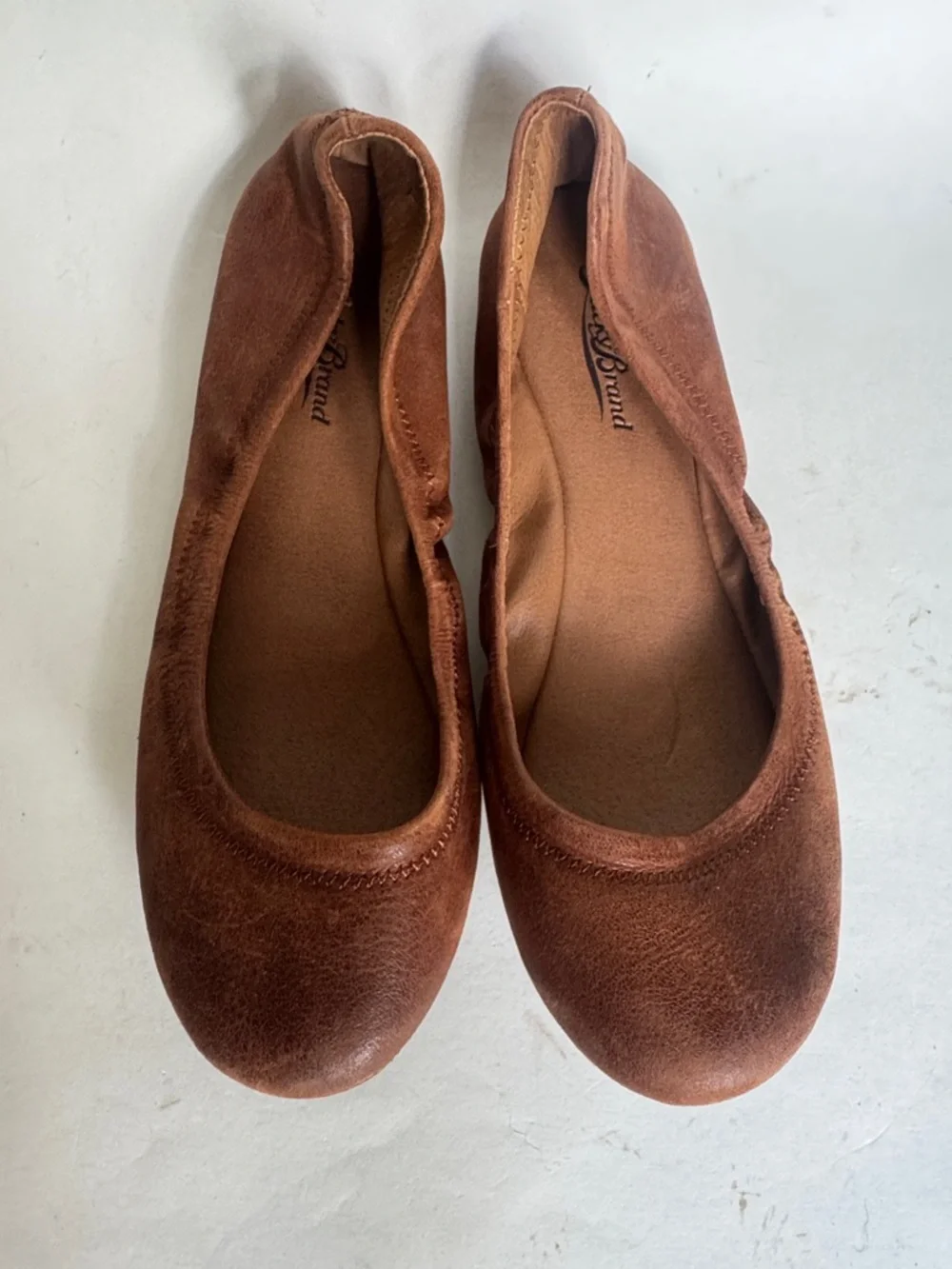 LUCKY BRAND Emmie Ballet Flats Slip On Leather Shoes Brown Size 7 EUC $60